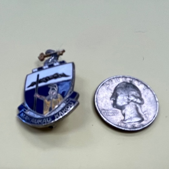 Vintage 298th Regiment Unit Crest (Makaukau Kakou) pin - Picture 4 of 5